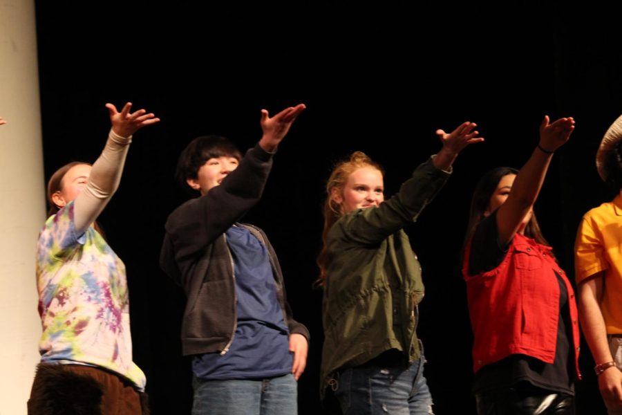 The cast of Lightning Thief performs the closing song on March 24.