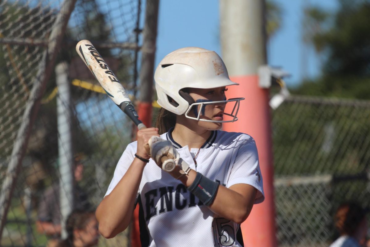 Senior Celeste Hurtubise collects one of her three hits against Archie Williams.