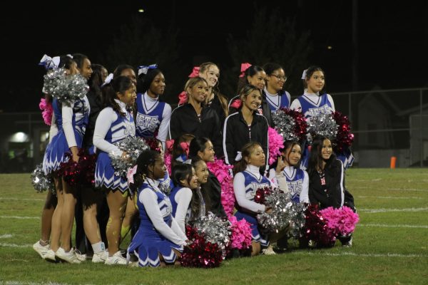 Encinal's cheerleaders take a quick photo after Encinal's homecoming football game versus Arroyo on October 18th.