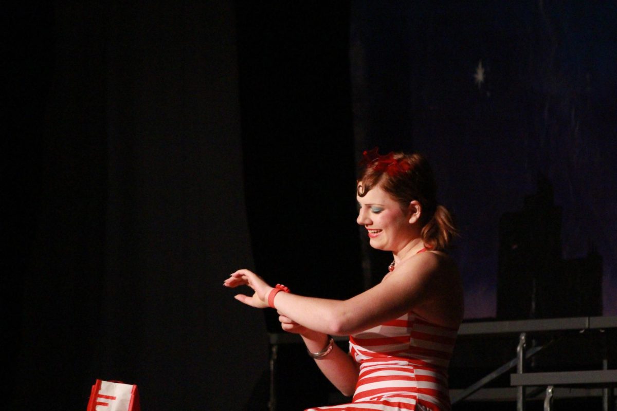 Ava Brandt performs on stage as Calista in the fall production of Anon(ymous) on Nov. 21, 2025.