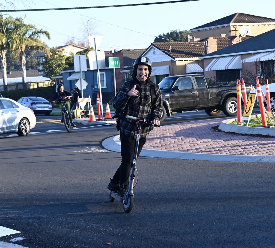 Encinal student Kai Lucero exits roundabout on Jan. 15, 2026.