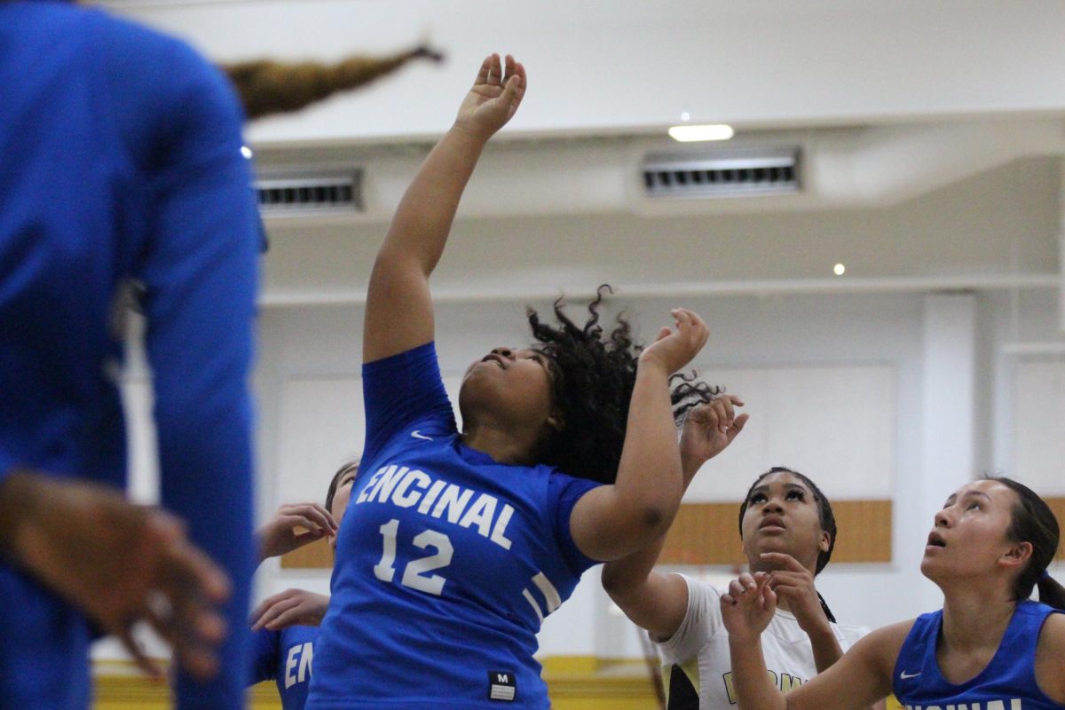 Sophomore Laniya Robinson jumps up for the rebound against Hayward on Jan 6th.