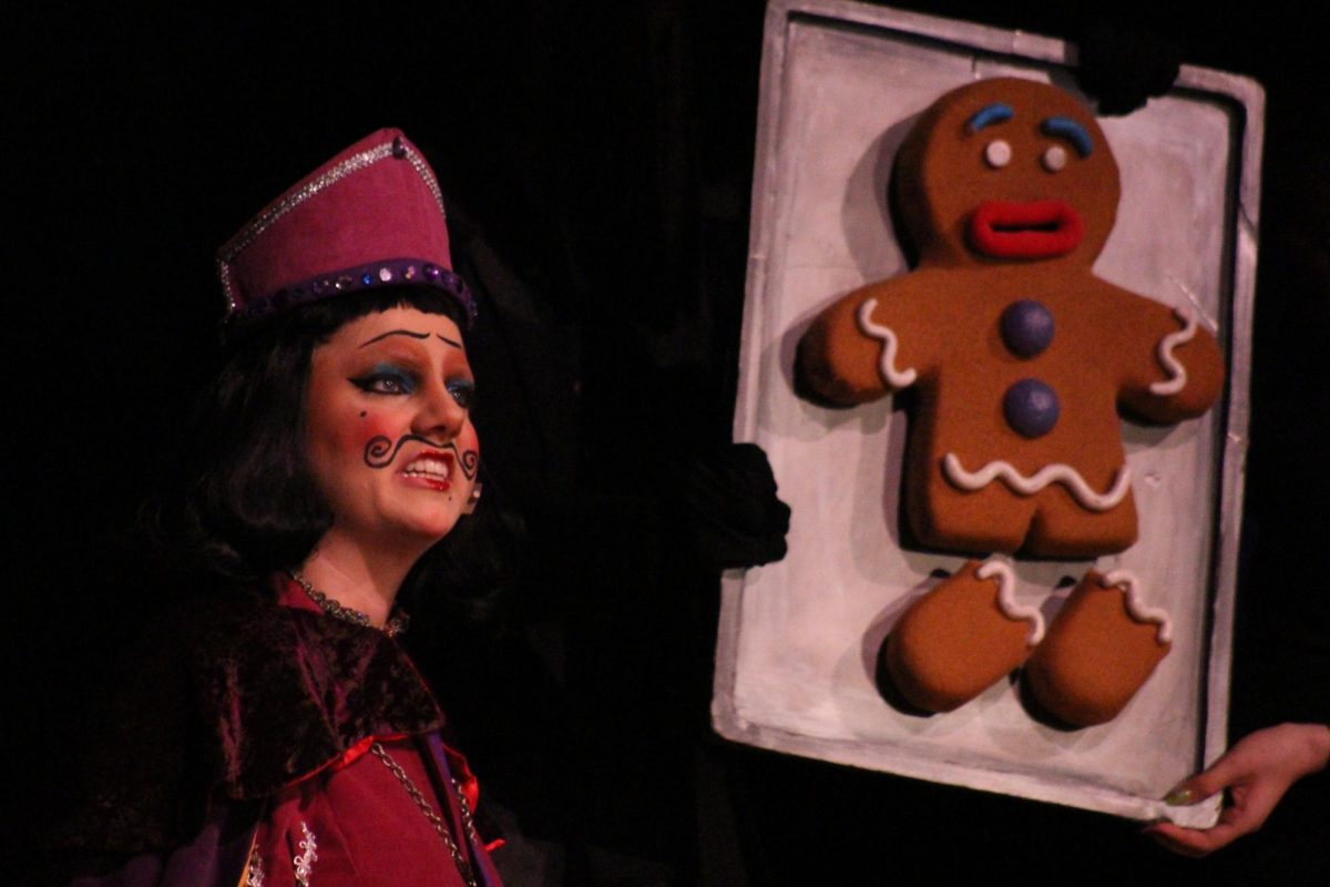 Ava Brandt performs as Lord Farquaad in the Encinal Gym on March 20, 2026.