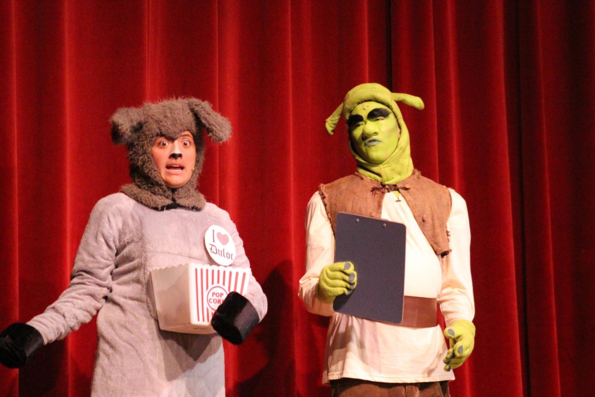 Kylie Franco and Colby Tong perform onstage in the Encinal Gym on March 20, 2026.