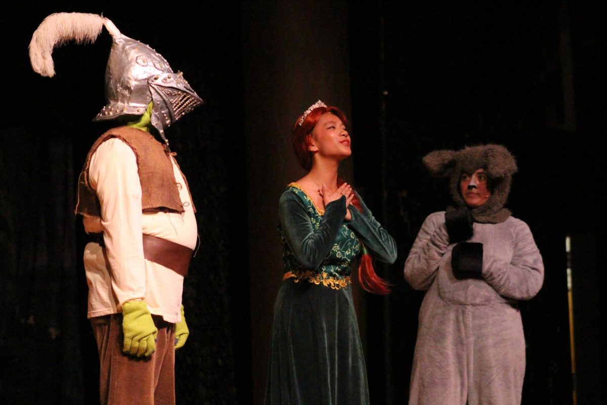 Princess Fiona (Claire Paaño) performs “This is How a Dream Comes True” with Donkey (Kylie Franco) and Shrek (Colby Tong) on March 20, 2026.